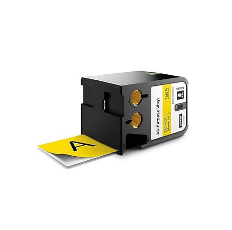 DYMO XTL All-Purpose Vinyl Labels, 1/2 x 23', Black on Clear Black on Yellow 2 (54MM)
