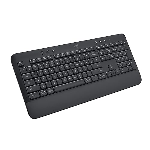 Logitech Signature K650 Comfort Full-Size Wireless Keyboard with Wrist Rest, BLE Bluetooth or Logi Bolt USB Receiver, Deep-Cushioned Keys, Numpad, Compatible with Most OS/PC/Window/Mac - Graphite Keyboard Graphite