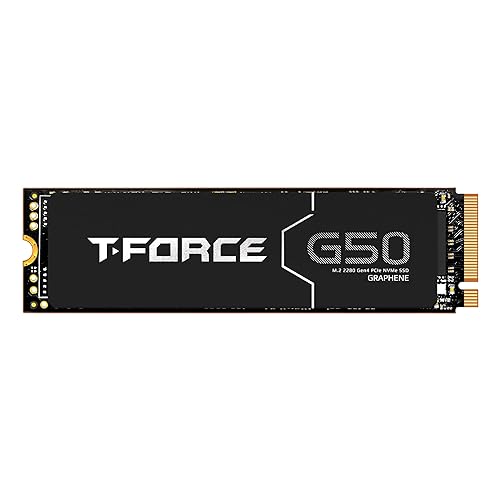 TEAMGROUP T-Force G50 1TB SLC Caching 3D TLC NAND NVMe InnoGrit PCIe Gen4x4 M.2 2280 Gaming SSD with Ultra-Thin Graphene Heat Spreader Read/Write 5000/4800 MB/s TM8FFE001T0C129