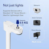 Elgato Stand for Key Light Neo – Desk Mount with Weighted Base, Adjustable Height & Tilt, Headset Holder, Clean White – 1/4-Inch Thread, for Key Light Neo or Facecam Neo