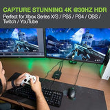 IOGEAR Upstream 4K Game Capture Card with Party Chat Mixer Xbox Series X/S, PS5, PS4, 4K@60 HDR 1440p@144hz 1080p@240hz, Windows 10, 11, macOS, UVC, OBS, Streamlabs, Twitch, YouTube, GUV302G