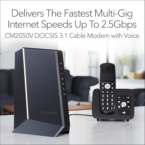 NETGEAR Nighthawk Multi-Gig Cable Modem for Xfinity Voice (CM2050V) – for Cable Plans up to 2.5Gbps - DOCSIS 3.1-2 Phone Lines