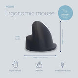 R-Go HE Vertical Ergonomic Mouse, with Break Software, USB-C Wired (USB A Converter), Prevents Tennis Elbow/Mouse Arm RSI, Silent Click, 5 Buttons - for Windows/MacOS, Black/Silver