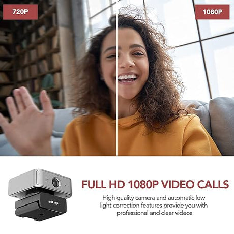 MP Mobile Pixels AI Camera, FHD 1080p Video Webcam, Noise Reduction Microphone,Auto Tracking and Auto Focusing, Widescreen HD Video Calling, for Skype, FaceTime,Hangouts,PC,MacBook,Laptop,Tablet