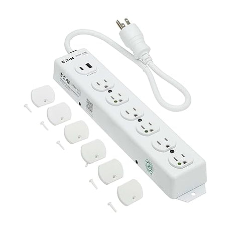 Tripp Lite Eaton Medical Hospital Power Strip with 2 USB Charging Ports, 6 Outlets + 2 Foot Cord, UL 1363 Certified Power Strip, Wall Mount and Under