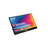 Verbatim Portable Touchscreen Monitor 15.6 USB-C HDMI Full HD 1080p IPS Display with Metal Housing and Adjustable Kick Stand for Laptops and Gaming Consoles