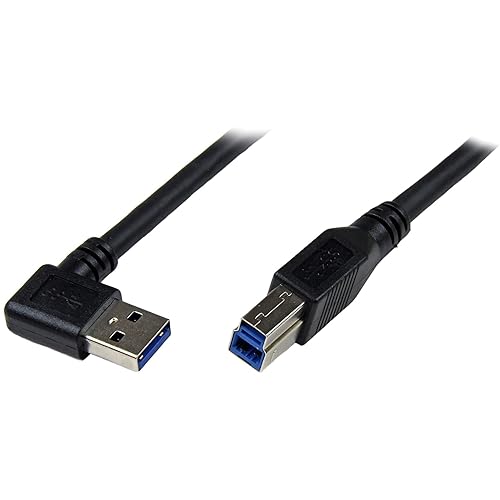 StarTech.com 1m Black SuperSpeed USB 3.0 Cable - Right Angle A to B - 3 ft USB 3 Cable - Right Angle USB 3.0 A (M) to USB 3.0 B (M) (USB3SAB1MRA) 3 ft / 1m