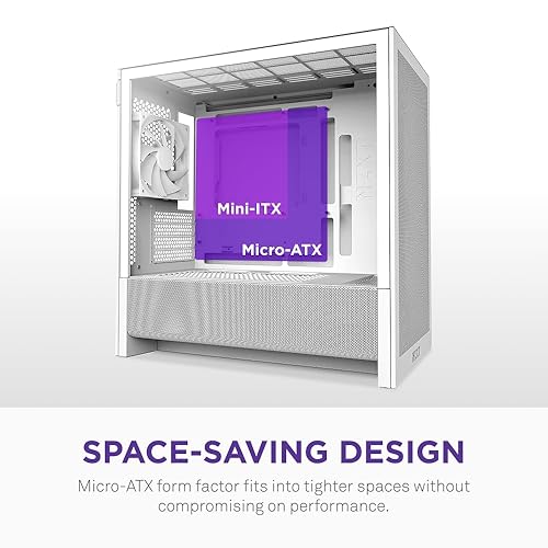 NZXT H3 Flow – Micro-ATX PC Case – Optimized Airflow – Includes 1 x 120mm Rear Fan – Supports Full-Sized GPUs – Fits 280mm Front, 240mm Top Radiator – Back-Connect Motherboard – White H3 Flow Non RGB Fans White