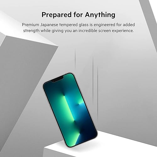 Belkin Privacy Tempered Glass Screen Protector for iPhone 13 and 13 Pro, Treated Surface with Anti-Fingerprint Coating and Bubble Free Application with Included Easy Align Tray iPhone 14 / 13 / 13 Pro Privacy TemperedGlass