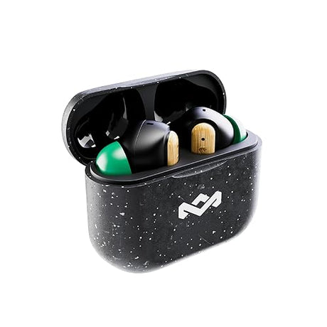 House of Marley Little Bird True Wireless Earbuds, Touch Controls, Built-in Mic, 24 Hours Playtime with Case, USB-C Quick Charge, Sustainable Materials, Movie and Gaming Mode, Black