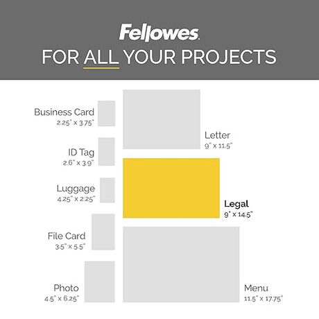 Fellowes Hot Laminating Pouches, Legal, 3 mil, 100 Pack (52455) 100 Pack 3mil - 100 Pk