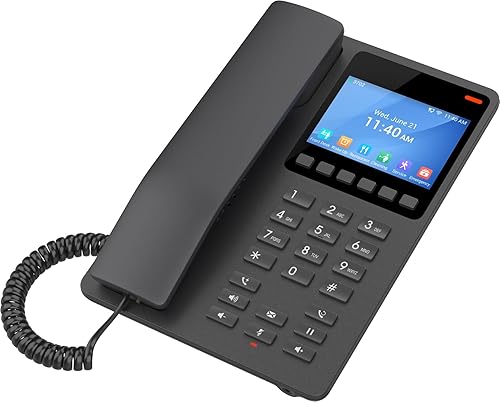 Grandstream GHP631 Desktop Hotel Phone, 3.5in Color LCD, PoE, Black