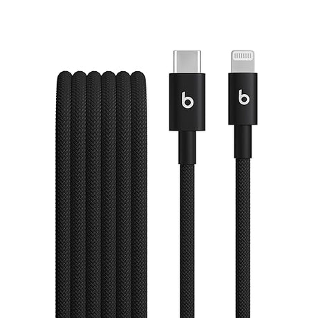 Beats USB-C to Lightning Woven Cable Fast Charging Durable/Tangle-Free Compatible Charger for Apple Devices w Lightning Ports (1.5 m) - Bolt Black Bolt Black (1.5 m)