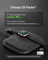 Belkin 3-in-1 MagSafe-Compatible iPhone Charger 15W, Foldable Magnetic Qi2-Certified Wireless Charging Station for iPhone 16, Apple Watch Series 10, AirPods 4, and More, w/Non-Slip Base & PSU - Black Black 3 in 1