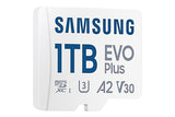 SAMSUNG EVO Plus microSD Memory Card + Adapter, 1TB Micro SDXC, Up to 160MB/s, UHS I, C10, U3, V30, A2, for Gaming Devices, Android Tablets and Smartphones, Memory Card, MB-MC1T0SA/CA [Canada Version]