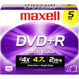 Maxell 639002 634032 DVD+R 4.7GB DVD Recordable Disc, 5-Pack 5-pack (with jewel case) Spindle