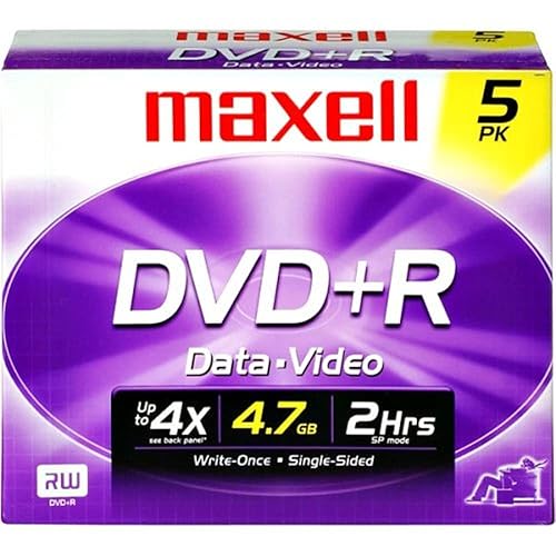 Maxell 639002 634032 DVD+R 4.7GB DVD Recordable Disc, 5-Pack 5-pack (with jewel case) Spindle