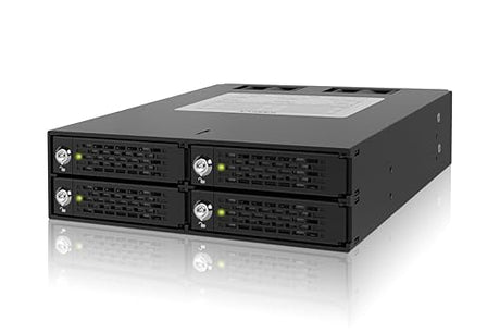 ICY DOCK Rugged 4 x 2.5 SAS/SATA HDD/SSD Mobile Rack Enclosure for 5.25 Bay (with Keylock) | ToughArmor MB994SK-1B 4 Bay Lock