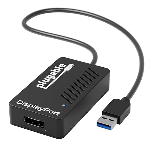 Plugable USB 3.0 to DisplayPort 4K DisplayLink Video Graphics Adapter for Multiple Monitors up to 3840x2160 Supports Windows, Mac, and ChromeOS