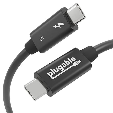 Plugable Thunderbolt 5 Cable with 80Gbps and 240W Charging | Thunderbolt Certified | Up to 120Gbps Bandwidth Boost | Compatible with Thunderbolt 4/3, USB4, USB C | 3.3ft (1M) Driverless (TBT5-240W1M)