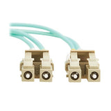 Tripp Lite Eaton Fiber Patch Cable, 2 Meters / 6.6 Feet, LC to LC Fiber Optic Cable, 100Gb OM4 Multimode Duplex, 50/125um, Aqua, TAA Compliant, Lifetime Manufacturer's Warranty (N820-02M-OM4TAA)