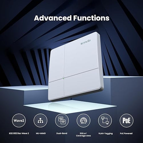 Tenda AC1200 Dual Band Gigabit Wireless Access Point, Ceiling Mount WiFi Access Point, Coverage 3200 sq.ft|PoE Powered|Surport IEEE 802.11ac Wave 2 and MU-MIMO|White(I24) I24&I29