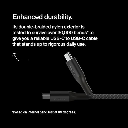 Belkin BoostCharge USB-C to USB-C Power Cable (1M, 3.3ft), Fast Charging Cable with 240W Power Delivery, USB-IF Certified, Compatible with MacBook Pro, Chromebook, Samsung Galaxy, iPad, & More - Black 1M Black