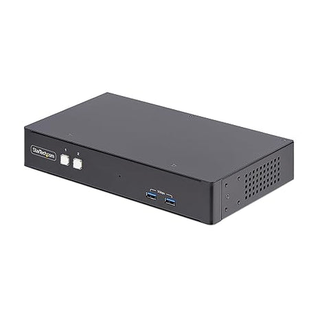 StarTech.com 2-Port Dual-Monitor DisplayPort KVM Switch, RS232 Serial Control, 4K 60Hz, 2X USB 5Gbps Hub Ports, 2X USB 2.0 HID Ports, Hotkey/Pushbutton Switching, TAA Compliant (P2DD46A22-KVM-SWITCH)