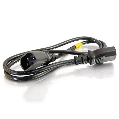 C2G 03120 18 AWG Computer Power Cord Extension - IEC320C14 to IEC320C13, TAA Compliant, Black (3 Feet, 0.91 Meters)