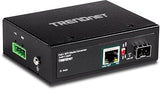 TRENDnet Industrial SFP to Gigabit PoE+ Media Converter, IP30 Rated Housing, Operating Temperature Range -40°– 75 °C to (-40° – 167 °F), TI-PF11SFP, Black Gigabit PoE+ SFP