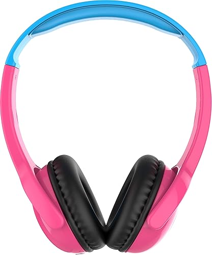 Wicked Audio Wireless Kids Headphone with Microphone ?– 85dB Safe Volume Control – On-Ear Bluetooth Headset for Children/Toddler/Classroom/Travel, Ages 2+ ?Works with Smartphone/Tablet/PC (Candy Pink)