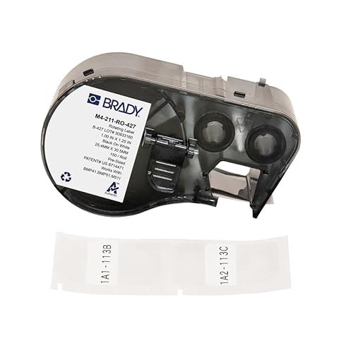 Brady B-427 - 30.48mm Labels - for BMP41, BMP51, M511, M410, M510 on Black on White - Clear (Pack of 150)