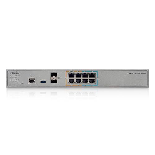 EnGenius Cloud Managed [ESG620] 2.2 GHz Quad-Core SD-WAN Gateway with Dual-WAN, 8 2.5 GbE LAN (4 PoE+), Auto-VPN, stateful Firewall, and Cellular failover