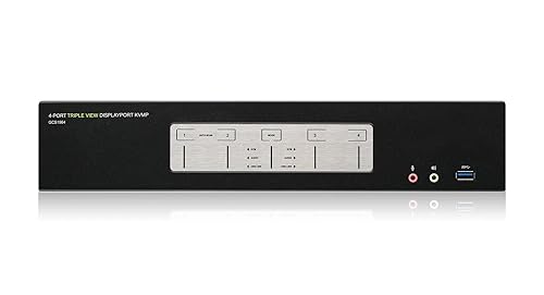 IOGEAR 4-Port 4K Triple View DisplayPort KVMP Switch w/Full Set of Cables (TAA) GCS1964 4-Port KVMP Switch