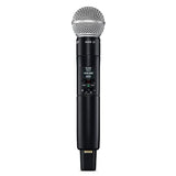 Shure SLXD24D/SM58 Dual Channel Digital Wireless Microphone System - Includes Two SLXD2 Handheld Transmitters with SM58 Vocal Mic Capsules, SLXD4D Rack Mount Receiver | G58 Band (SLXD24D/SM58-G58)