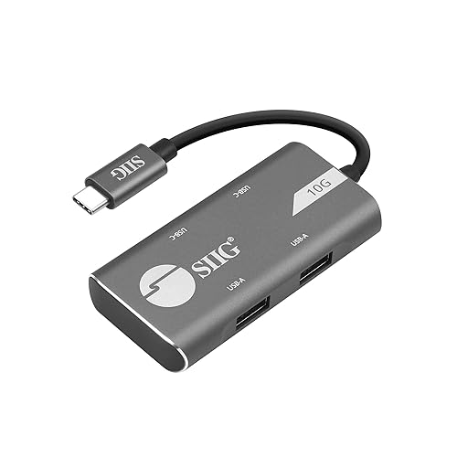 SIIG 4-Port USB 3.1 Gen 2 10G Hub - 2X USB-C & 2X USB-A Ports at Ultra High Speed Data Transfer Rates, Plug-n-Play for Windows and Mac Systems