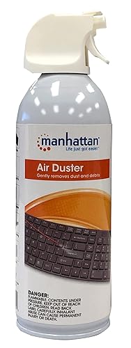 Manhattan 12-Pack Compressed Air Duster Can – 8 Oz Disposable Canister Canned Cans – for Computer, Keyboard, Electronics – 3 Y Mfg Warranty - 425148