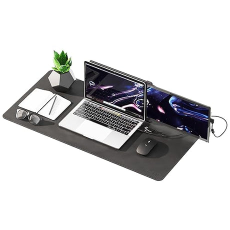 Mobile Pixels Desk Pad, Waterproof, Spill-Resistant, Non-Slip Base, Upscaled Stitched Large Extended PU Leather Protective Desk Mat for Keyboard, Mouse and Monitors 31.5" x 15.75"(Graphite Black)