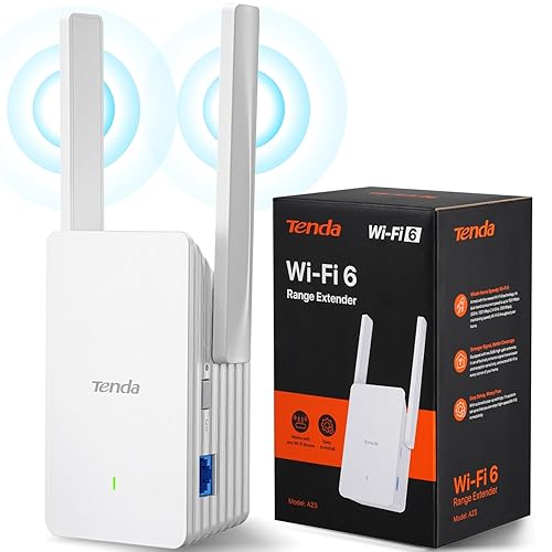 Tenda WiFi Extender, AX1500 WiFi 6 Range Extender Covers Up to 1500 sq.ft & 30 Devices, Dual Band WiFi Extender Booster with Gigabit Ethernet Port, AP Mode, WPS Easy Setup(A23)