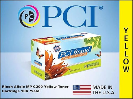 PCI Brand Compatible Toner Cartridge Replacement for Ricoh 841298 MP-C300 Yellow Toner Cartridge 10K Yield