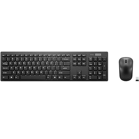 Lenovo 100 Wireless Keyboard and Mouse Combo – Cordless Set with Spill Resistant Quiet Keys – 3-Zone Keyboard - Ambidextrous Mouse – Compact Design – Wireless USB -Black