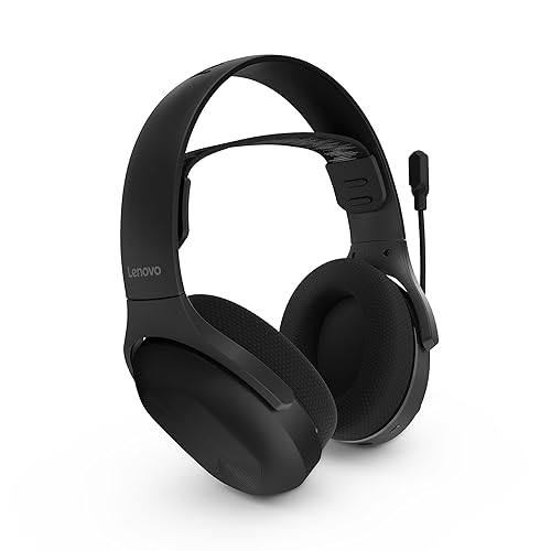 Lenovo Legion H410 Wireless Gaming Headset, Bluetooth or 2.4 GHz USB-A Connection, Lightweight (304 Grams), Adjustable Headband, Flip to Mute Mic, Black