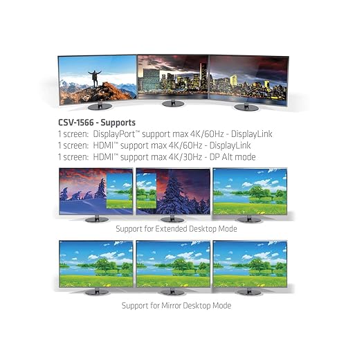 Club3D USB-C 3.2 Gen2 Triple Display DP Alt Mode + Displaylink Dynamic PD Charging Dock with 120W Power Black