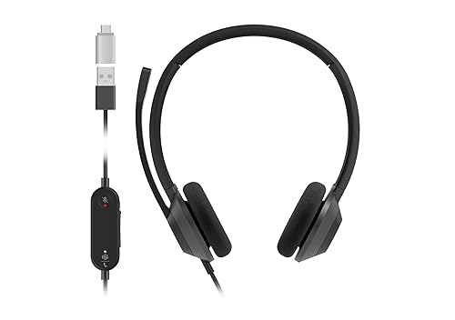 Cisco Headset 322Q USB-C, Wired Dual On-Ear Headphones, Microsoft Teams Controller with USB-C, Carbon Black, 2-Year Limited Liability Warranty (HS-W-322Q-C-USBC)