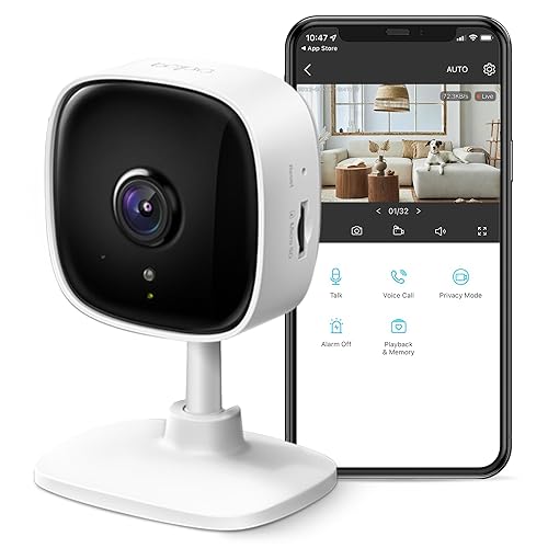 TP-Link Tapo 2K Indoor Home Security WiFi Camera, Up to 30ft Night Vision, Privacy Mode, Sound & Light Alarm, Up to 256 GB microSD Card Slot, Two-Way Audio, Works w/Alexa and Google (Tapo C110) 2K HD Indoor Security WiFi Camera