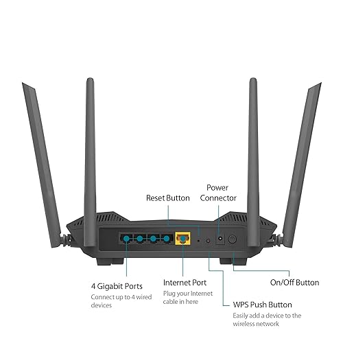 D-Link AX1500 Mesh Wi-Fi 6 Router - 802.11ax Router, Gigabit, Triple-core Processor, Dual Band, OFDMA, Voice Control with Google Assistant and Amazon Alexa (DIR-X1560) WiFi 6