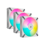 Corsair iCUE AF120 RGB Elite 120mm PWM Triple Fan Kit - Eight RGB LEDs Per Fan - AirGuide Technology - Fluid Dynamic Bearing - Zero RPM Fan Mode - Included iCUE Lighting Node CORE Controller - White