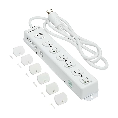 Tripp Lite Eaton Medical Hospital Power Strip with 2 USB Charging Ports, 6 Outlets + 15ft Cord, UL 1363 Certified Power Strip, Wall & Under-Desk Mount, Lifetime Manufacturer's Warranty (PS-615-HGUSB) 6 Outlets / 15 Foot Cord