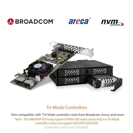 ICY DOCK 4 x 2.5 NVMe U.2/U.3 SSD PCIe 4.0 Mobile Rack for 5.25 Bay with OCuLink | ToughArmor MB699VP-B V3