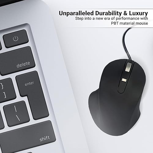 Matias Wired USB-A PBT Premium Computer Mouse, Proven Performance, Ergonomic Mouse, Left Right Hand Use, Home and Office Use, Compatible for PC MacBook, Chromebook, Laptop, Desktop - (Black)